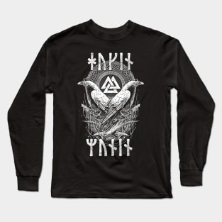 Odin Raven Valknut Norse Pagan Viking Huginn Muninn Runes Long Sleeve T-Shirt